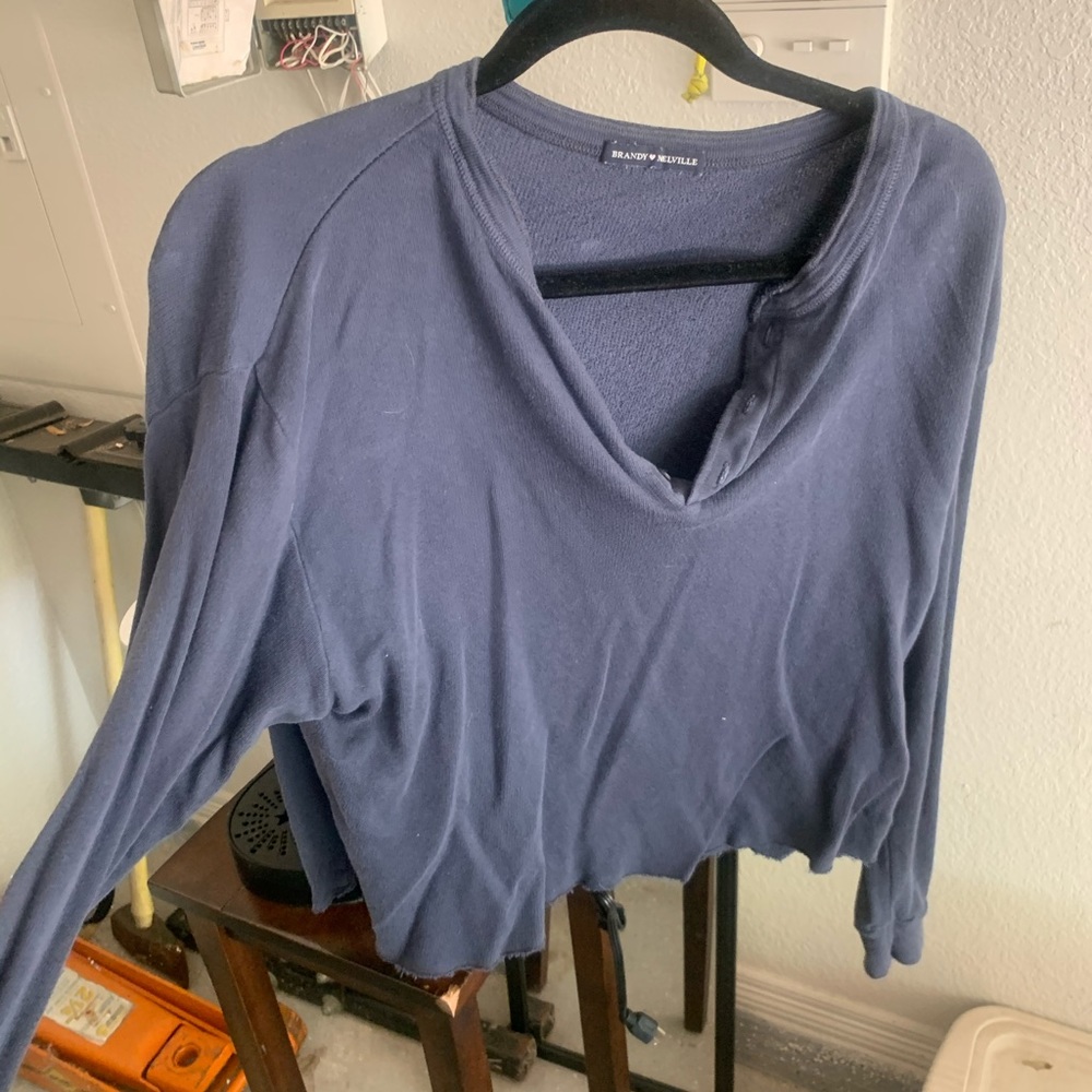 Brandy Melville cropped henley shirt